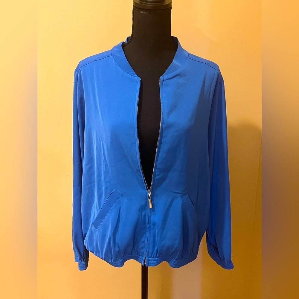 Susan Graver Saphire Bomber Jacket with Silver Detsil, size M